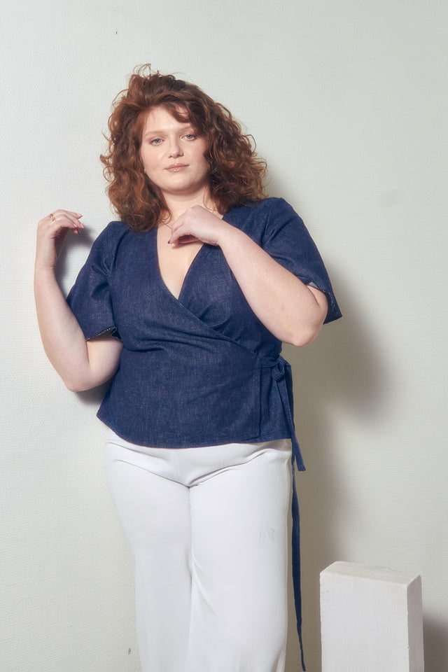 Denim Wrap Top